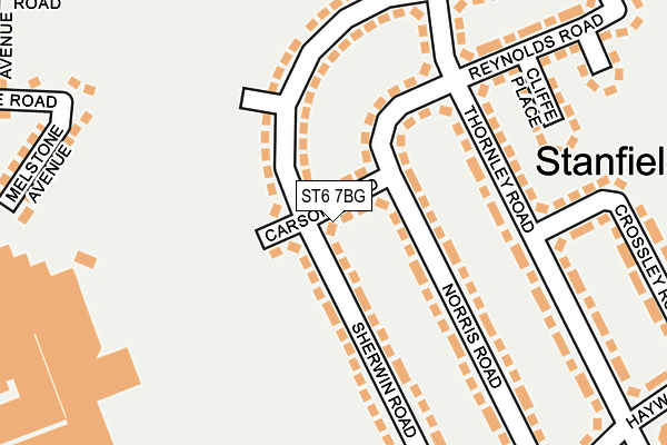 ST6 7BG map - OS OpenMap – Local (Ordnance Survey)