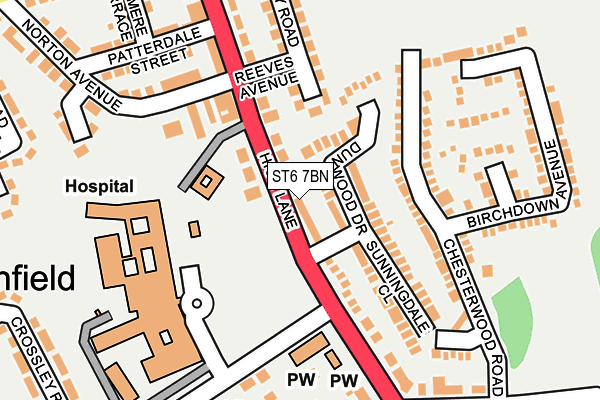 ST6 7BN map - OS OpenMap – Local (Ordnance Survey)