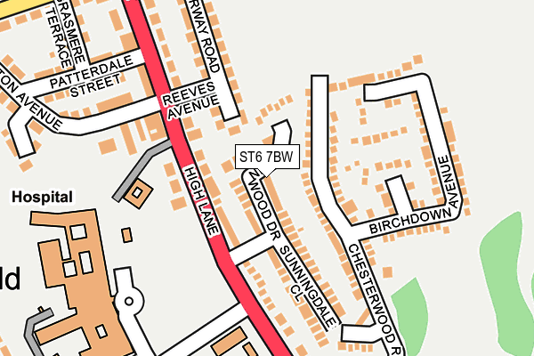 ST6 7BW map - OS OpenMap – Local (Ordnance Survey)