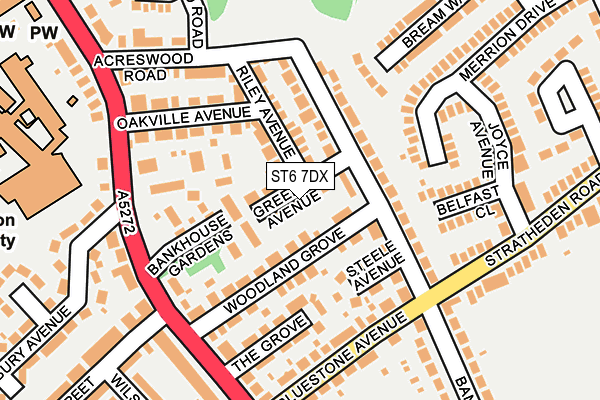 ST6 7DX map - OS OpenMap – Local (Ordnance Survey)