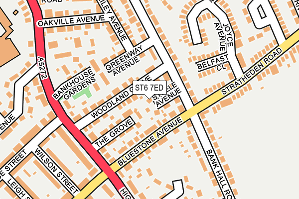 ST6 7ED map - OS OpenMap – Local (Ordnance Survey)