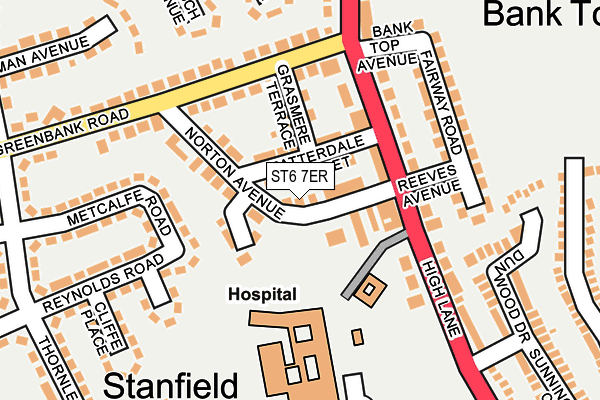 ST6 7ER map - OS OpenMap – Local (Ordnance Survey)