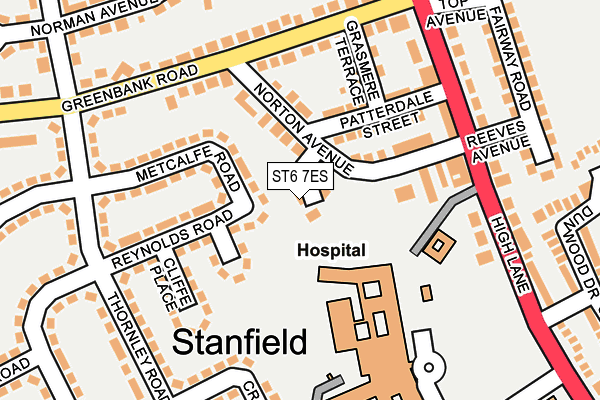 ST6 7ES map - OS OpenMap – Local (Ordnance Survey)