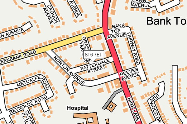 ST6 7ET map - OS OpenMap – Local (Ordnance Survey)