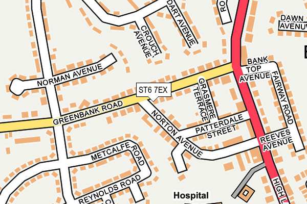 ST6 7EX map - OS OpenMap – Local (Ordnance Survey)