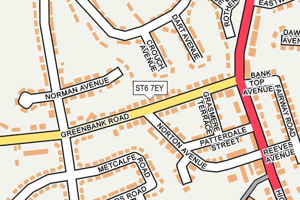 ST6 7EY map - OS OpenMap – Local (Ordnance Survey)