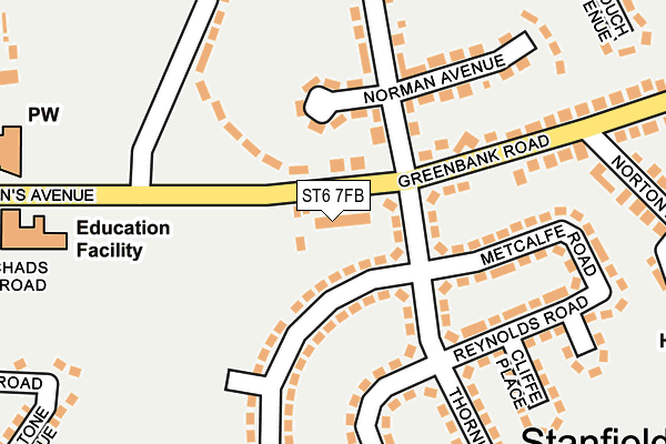 ST6 7FB map - OS OpenMap – Local (Ordnance Survey)