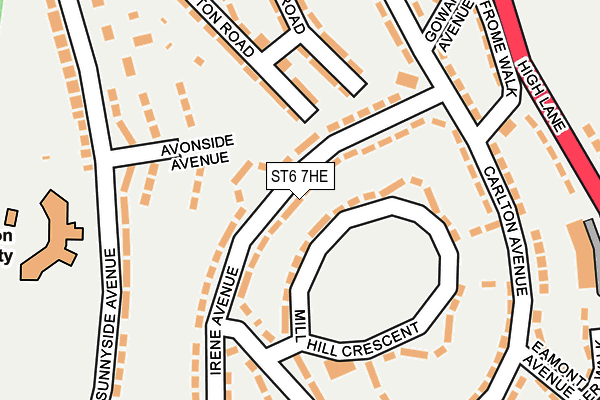 ST6 7HE map - OS OpenMap – Local (Ordnance Survey)