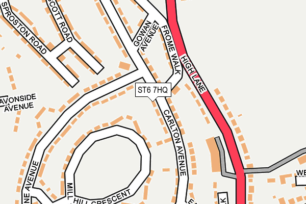 ST6 7HQ map - OS OpenMap – Local (Ordnance Survey)