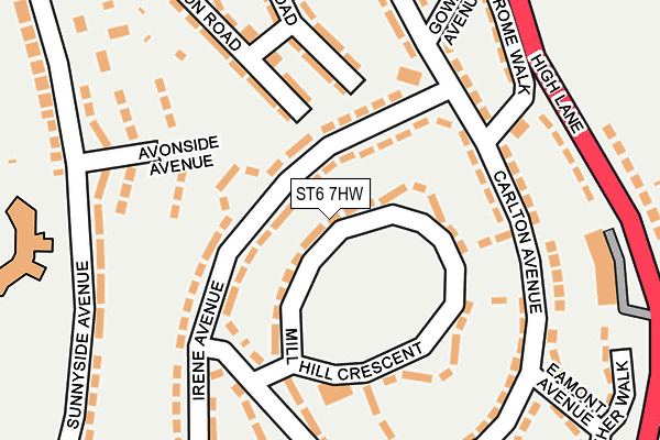 ST6 7HW map - OS OpenMap – Local (Ordnance Survey)