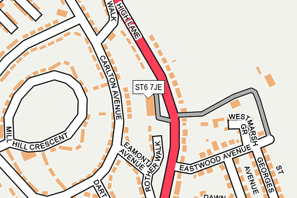 ST6 7JE map - OS OpenMap – Local (Ordnance Survey)