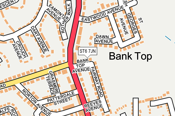 ST6 7JN map - OS OpenMap – Local (Ordnance Survey)