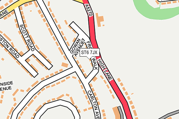 ST6 7JX map - OS OpenMap – Local (Ordnance Survey)