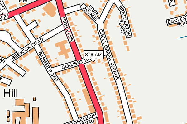 ST6 7JZ map - OS OpenMap – Local (Ordnance Survey)