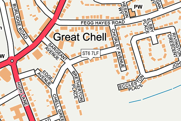 ST6 7LF map - OS OpenMap – Local (Ordnance Survey)
