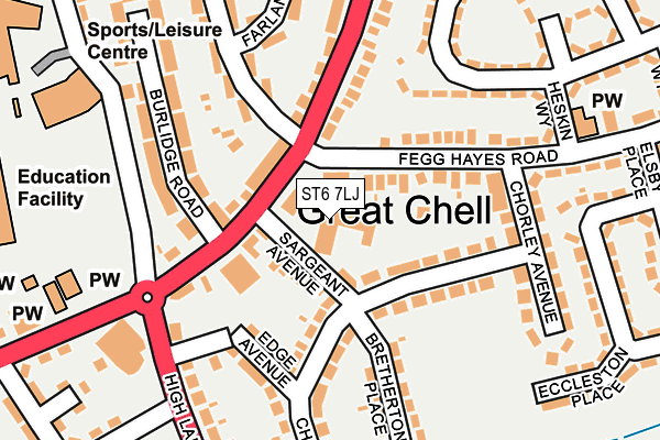 ST6 7LJ map - OS OpenMap – Local (Ordnance Survey)