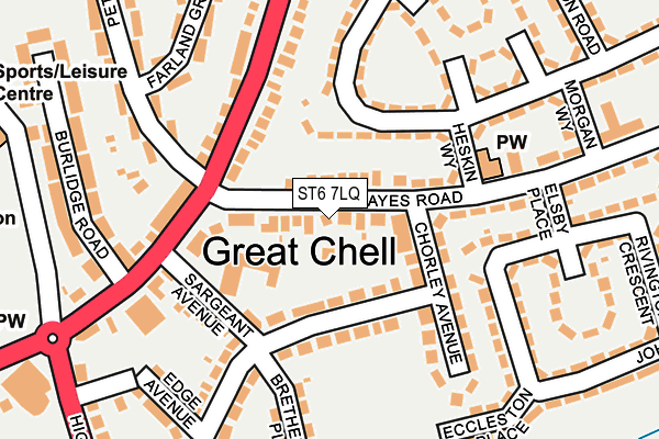 ST6 7LQ map - OS OpenMap – Local (Ordnance Survey)