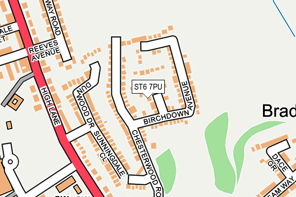 ST6 7PU map - OS OpenMap – Local (Ordnance Survey)