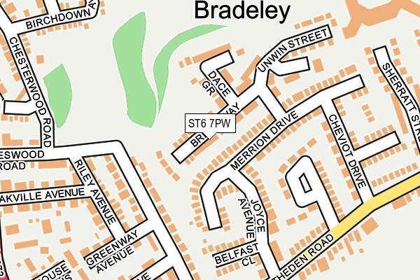 ST6 7PW map - OS OpenMap – Local (Ordnance Survey)