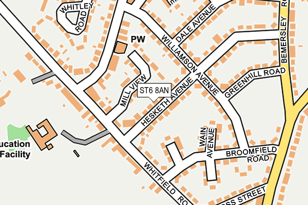 ST6 8AN map - OS OpenMap – Local (Ordnance Survey)