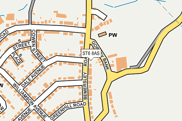 ST6 8AS map - OS OpenMap – Local (Ordnance Survey)