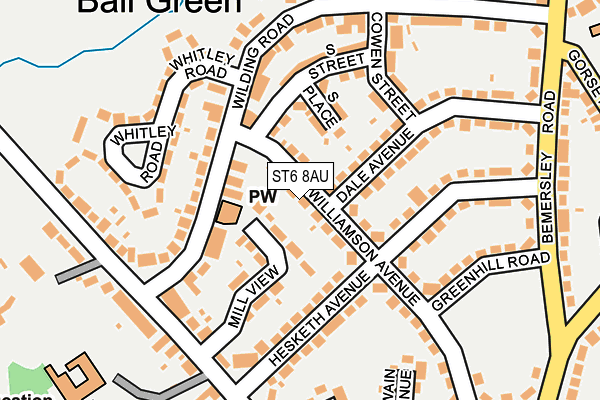 ST6 8AU map - OS OpenMap – Local (Ordnance Survey)