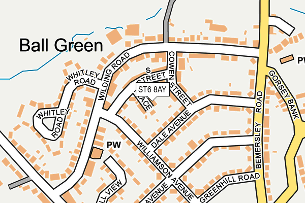 ST6 8AY map - OS OpenMap – Local (Ordnance Survey)
