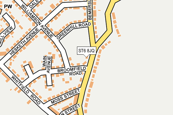 ST6 8JQ map - OS OpenMap – Local (Ordnance Survey)
