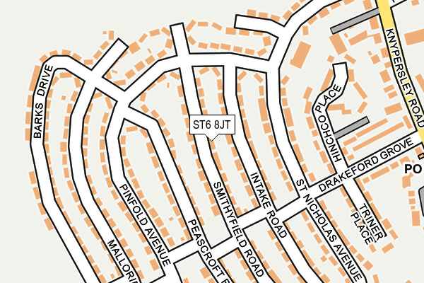 ST6 8JT map - OS OpenMap – Local (Ordnance Survey)