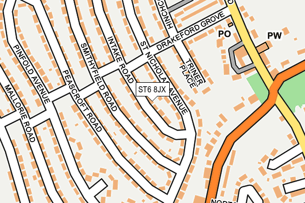 ST6 8JX map - OS OpenMap – Local (Ordnance Survey)