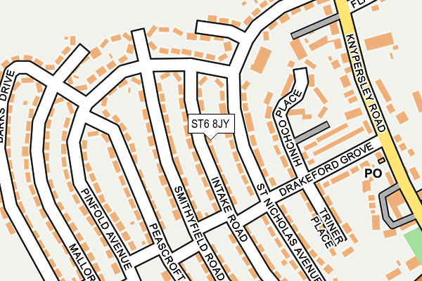 ST6 8JY map - OS OpenMap – Local (Ordnance Survey)