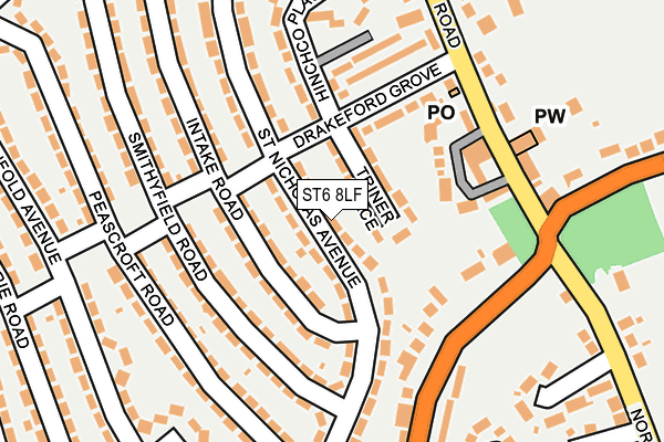 ST6 8LF map - OS OpenMap – Local (Ordnance Survey)