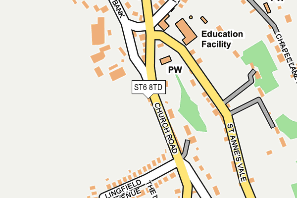 ST6 8TD map - OS OpenMap – Local (Ordnance Survey)