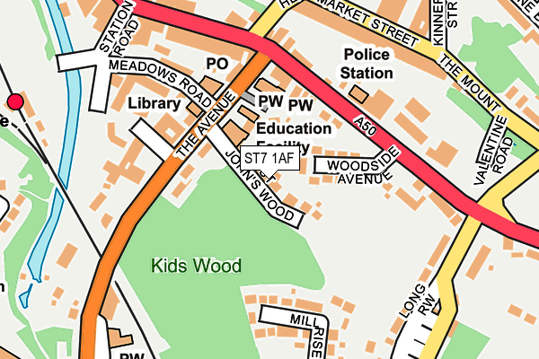 ST7 1AF map - OS OpenMap – Local (Ordnance Survey)