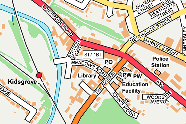 ST7 1BT map - OS OpenMap – Local (Ordnance Survey)