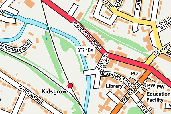 ST7 1BX map - OS OpenMap – Local (Ordnance Survey)