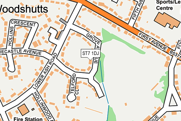 ST7 1DJ map - OS OpenMap – Local (Ordnance Survey)