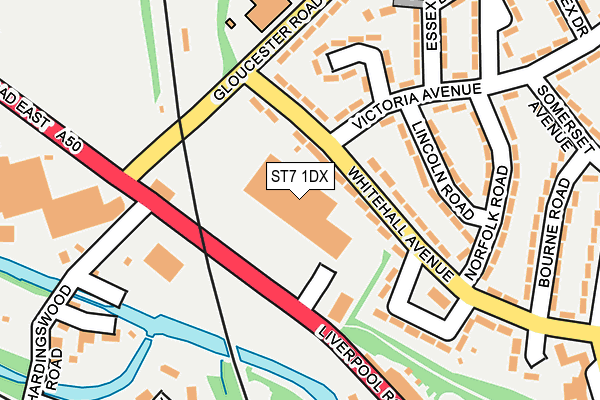 ST7 1DX map - OS OpenMap – Local (Ordnance Survey)