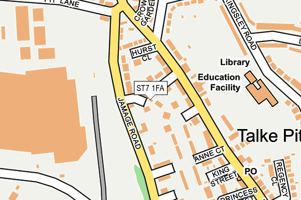 ST7 1FA map - OS OpenMap – Local (Ordnance Survey)