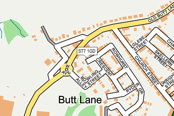 ST7 1GD map - OS OpenMap – Local (Ordnance Survey)