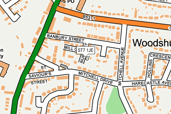 ST7 1JE map - OS OpenMap – Local (Ordnance Survey)