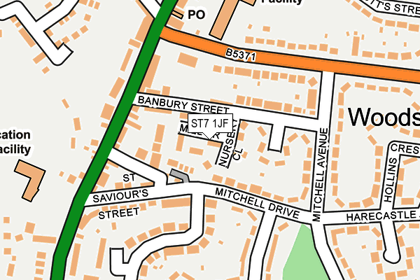 ST7 1JF map - OS OpenMap – Local (Ordnance Survey)