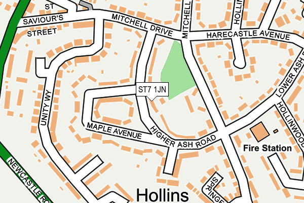 ST7 1JN map - OS OpenMap – Local (Ordnance Survey)