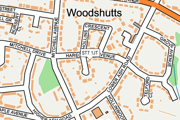 ST7 1JT map - OS OpenMap – Local (Ordnance Survey)