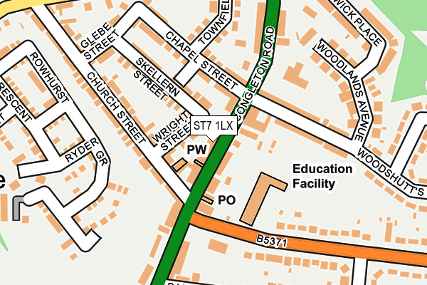 ST7 1LX map - OS OpenMap – Local (Ordnance Survey)