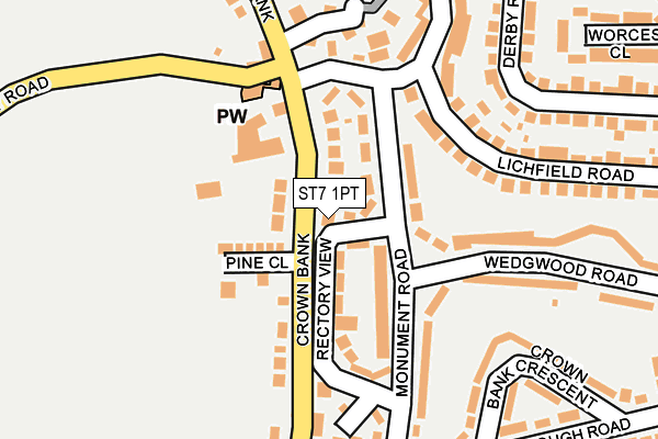 ST7 1PT map - OS OpenMap – Local (Ordnance Survey)