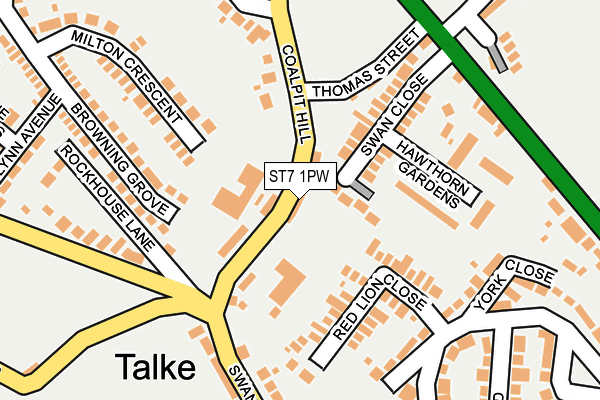 ST7 1PW map - OS OpenMap – Local (Ordnance Survey)