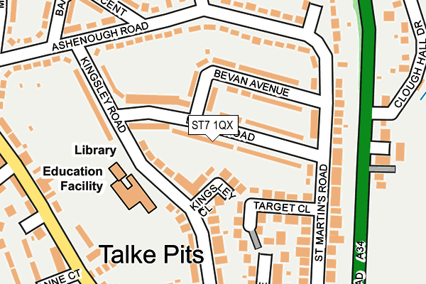 ST7 1QX map - OS OpenMap – Local (Ordnance Survey)