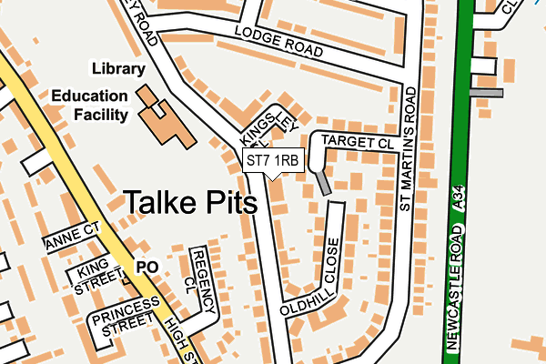 ST7 1RB map - OS OpenMap – Local (Ordnance Survey)
