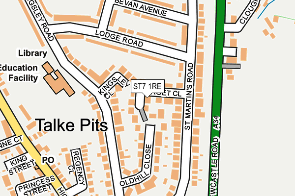 ST7 1RE map - OS OpenMap – Local (Ordnance Survey)